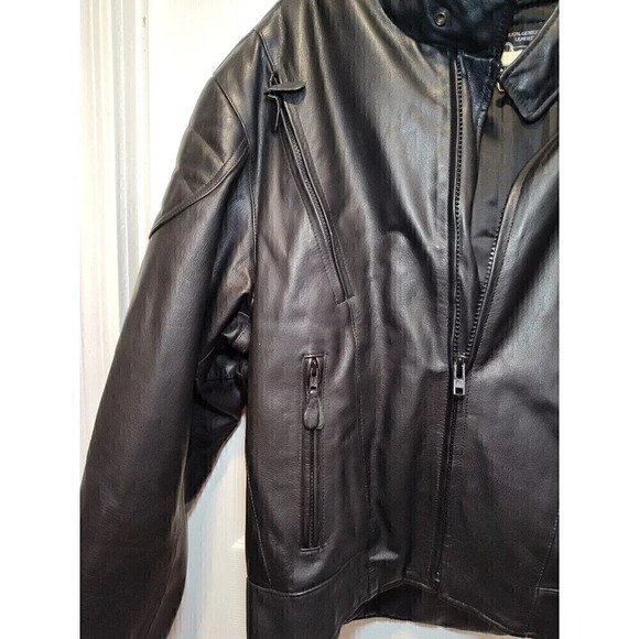 MOB Classic Series Black Leather Motorcycle Jacket Size 48 with removable lining - Picture 6 of 16